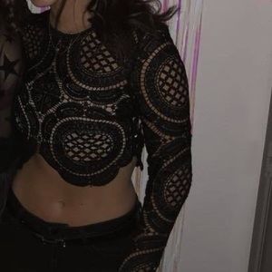 black lace crop top
